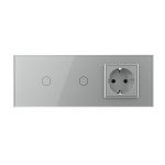 Intrerupator Simplu + Simplu + Priza LIVOLO cu Rama Din Sticla, Standard Italian, 6M - imagine 2