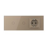 Intrerupator Simplu + Simplu + Priza LIVOLO cu Rama Din Sticla, Standard Italian, 6M - imagine 2