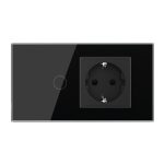 Intrerupator Simplu Cap Scara / Cruce + Priza LIVOLO cu Rama Din Sticla, Standard Italian, 4M - imagine 2