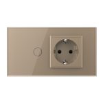 Intrerupator Simplu Cap Scara / Cruce + Priza LIVOLO cu Rama Din Sticla, Standard Italian, 4M - imagine 2