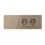 Intrerupator Simplu Cap Scara / Cruce + 2 Prize LIVOLO cu Rama Din Sticla, Standard Italian, 6M - imagine 2