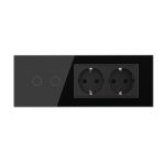 Intrerupator Dublu + 2 Prize LIVOLO cu Rama Din Sticla, Standard Italian, 6M - imagine 2