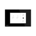 Intrerupator dublu + priza Livolo cu rama din sticla, Standard italian - imagine 2