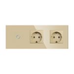 Intrerupator Simplu + 2 Prize cu Rama din Sticla LUXION - imagine 2