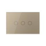 Intrerupator triplu cap scara / cruce cu touch Livolo din sticla, standard italian - Serie noua - imagine 2