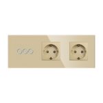 Intrerupator Triplu + 2 Prize cu Rama din Sticla LUXION - imagine 2