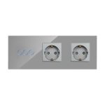 Intrerupator Triplu + 2 Prize cu Rama din Sticla LUXION - imagine 2