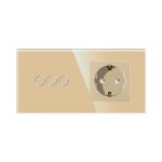 Intrerupator Triplu + Priza cu Rama din Sticla LUXION - imagine 2