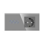 Intrerupator Triplu + Priza cu Rama din Sticla LUXION - imagine 2