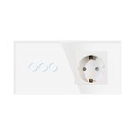 Intrerupator Triplu + Priza cu Rama din Sticla LUXION - imagine 2