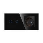 Intrerupator Dublu Cap Scara / Cruce + Priza cu Rama din Sticla LUXION, Serie A - imagine 2