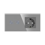 Intrerupator Dublu Cap Scara / Cruce + Priza cu Rama din Sticla LUXION, Serie A - imagine 2