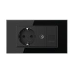 Priza Dubla Livolo cu Rama din Sticla 1 Priza Schuko+TV/internet, Standard Italian - Serie Noua - imagine 2