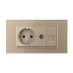 Priza Dubla Livolo cu Rama din Sticla 1 Priza Schuko+TV/internet, Standard Italian - Serie Noua - imagine 2