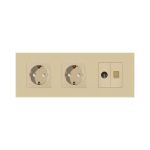 Priza Dubla Schuko + TV + Internet cu Rama Din Sticla LUXION - imagine 2