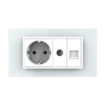 Priza Dubla Livolo cu Rama din Sticla 1 Priza Schuko+TV/internet, Standard Italian - Serie Noua - imagine 3