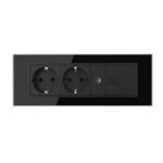 Priza Tripla cu Blank Livolo cu Rama din Sticla 2 Prize Schuko+TV/internet, Standard Italian - Serie Noua - imagine 2