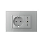 Priza dubla italiana Livolo cu rama din sticla - standard italian - imagine 2