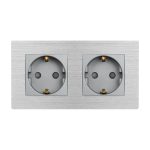 Priza Dubla LUXION cu rama din aluminiu - imagine 2