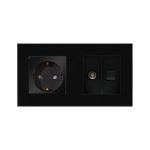 Priza Schuko + TV + Internet cu Rama Din Sticla LUXION - imagine 2