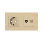 Priza Schuko + TV + Internet cu Rama Din Sticla LUXION - imagine 2