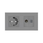 Priza Schuko + TV + Internet cu Rama Din Sticla LUXION - imagine 2