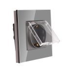 Priza Simpla cu Capac de Protectie cu Rama din Sticla LUXION - imagine 2