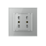 Priza dubla module inguste Livolo cu rama din sticla - standard german - imagine 2