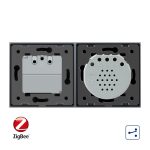 Intrerupator dublu cap scara / cap cruce, ZigBee + priza simpla Livolo ZigBee, rama din sticla, Control de pe telefon - imagine 3