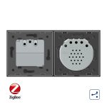 Intrerupator dublu cap scara / cap cruce, ZigBee + priza simpla Livolo ZigBee, rama din sticla, Control de pe telefon - imagine 3