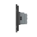 Intrerupator Simplu + Simplu + Priza LIVOLO cu Rama Din Sticla, Standard Italian, 6M - imagine 3