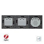 Intrerupator LIVOLO simplu ZigBee cap scara / cap cruce cu touch si 2 prize ZigBee din sticla, Control de pe telefon - imagine 3