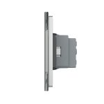 Intrerupator Simplu + Simplu + Priza LIVOLO cu Rama Din Sticla, Standard Italian, 6M - imagine 3