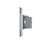 Intrerupator Simplu Cap Scara / Cruce + Priza LIVOLO cu Rama Din Sticla, Standard Italian, 4M - imagine 3