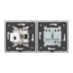 Priza dubla Livolo cu rama din sticla 1 priza Schuko+TV/internet - imagine 3