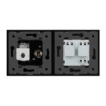 Priza dubla Livolo cu rama din sticla 1 priza Schuko+TV/internet - imagine 3