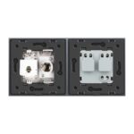 Priza dubla Livolo cu rama din sticla 1 priza Schuko+TV/internet - imagine 3