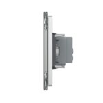 Priza tripla cu blank Livolo cu rama din sticla 6/7 module - standard Italian - imagine 3