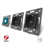 Intrerupator LIVOLO simplu ZigBee cap scara / cap cruce cu touch si 2 prize ZigBee din sticla, Control de pe telefon - imagine 4