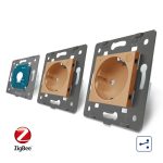 Intrerupator LIVOLO simplu ZigBee cap scara / cap cruce cu touch si 2 prize ZigBee din sticla, Control de pe telefon - imagine 4