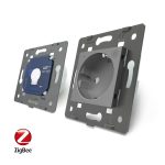 Intrerupator simplu ZigBee + priza simpla ZigBee, Livolo cu rama din sticla, Control de pe telefon - imagine 3