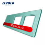 Panou intrerupator simplu cu touch si 2 prize Livolo din sticla