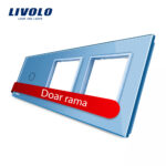 Panou intrerupator simplu cu touch si 2 prize Livolo din sticla