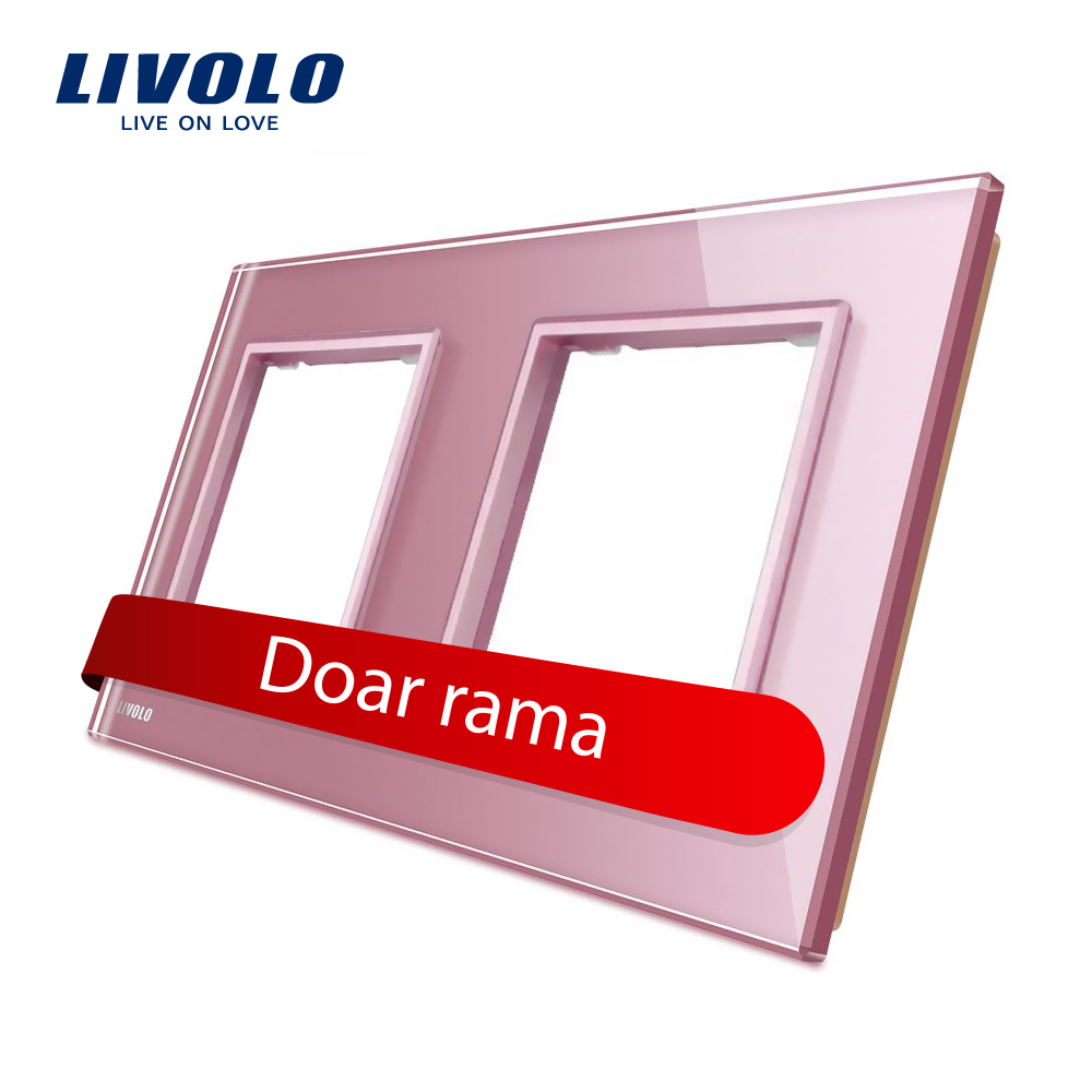 01-bb-c7-sr-sr-17-rama-livolo-dubla-roz-panou-din-sticla-rezistenta-la-zgarieturi.jpg Rama priza dubla Livolo din sticla - imagine 1