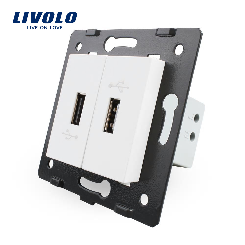 01-c7-2usb-11-livolo-modul-dublu-usb-alb.jpg Priza Dubla USB Livolo - imagine 1