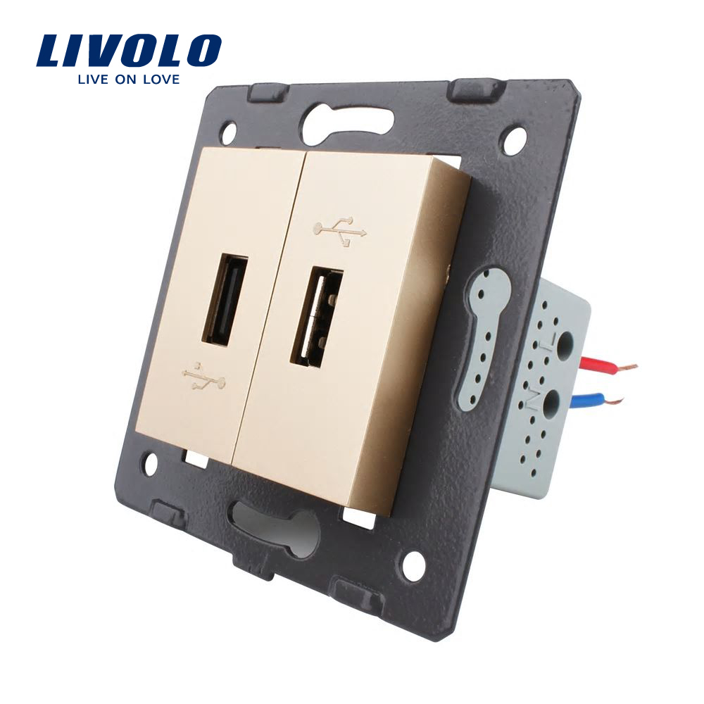 01-c7-2usb-13-livolo-modul-dublu-usb-auriu.jpg Priza Dubla USB Livolo - imagine 1