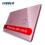 Panou intrerupator simplu+simplu cu touch Livolo din sticla