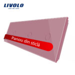 Panou intrerupator simplu+simplu+simplu cu touch Livolo din sticla