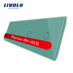 Panou intrerupator simplu+simplu+simplu cu touch Livolo din sticla