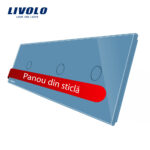 Panou intrerupator simplu+simplu+simplu cu touch Livolo din sticla